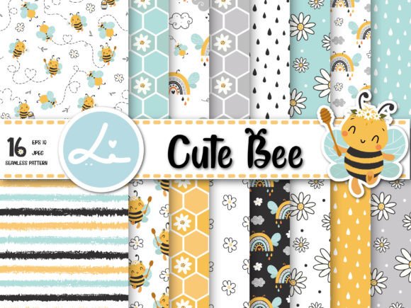 Download Cute Bees Digital Papers - Bees Collection