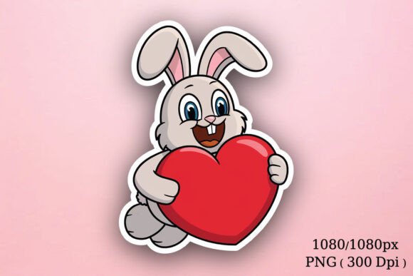 Download Cute Bunny Valentines Day Sticker, PNG - Bunny Collection