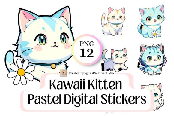 Download Kawaii Kitten Digital Stickers Bundle - Digital stickers bundle Collection