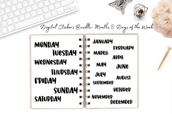 Download Digital Stickers Bundle- Months &amp; Days - Digital stickers bundle Collection