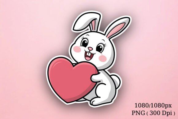 Download Cute Bunny Valentines Day Sticker, PNG - Bunny Collection