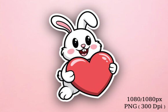 Download Cute Bunny Valentines Day Sticker, PNG - Bunny Collection