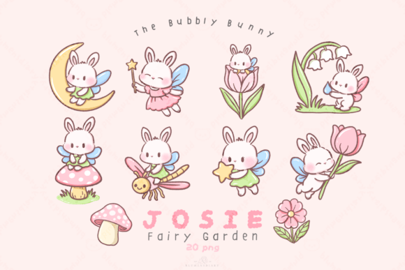 Download Kawaii Bunny Fairy Garden Clipart - Premium Bundle