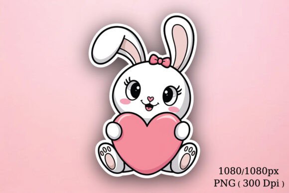 Download Cute Bunny Valentines Day Sticker, PNG - Bunny Collection