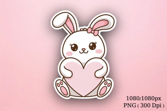 Download Cute Bunny Valentines Day Sticker, PNG - Bunny Collection
