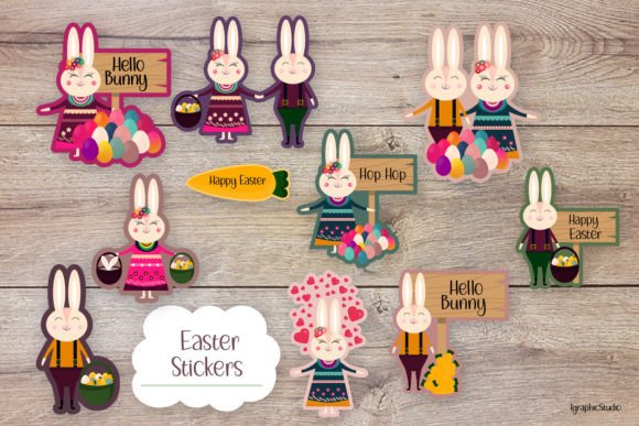 Download Cute Easter Bunny Stickers Bundle - Bunny Collection