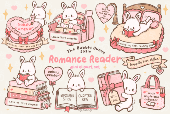 Download Kawaii Romance Reader Bunny Clipart - Premium Resources