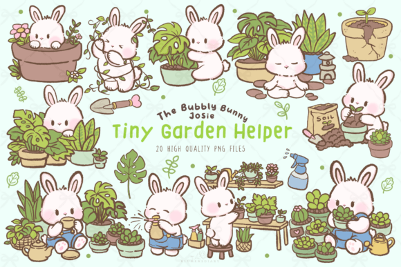 Download Kawaii Garden Bunny Clipart PNG Set - Premium Resources