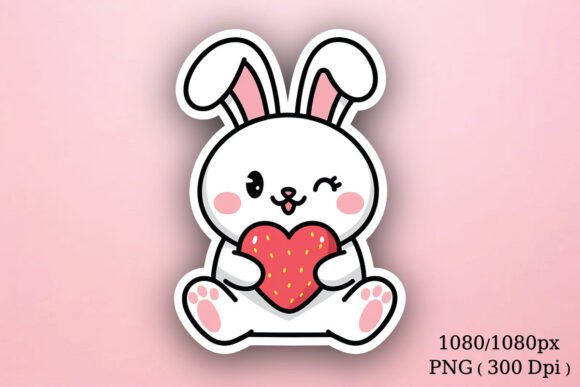 Download Cute Bunny Valentines Day Sticker, PNG - Bunny Collection