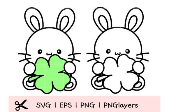 Download Cute Bunny with Clover SVG Bundle | Kawa - Bunny Collection