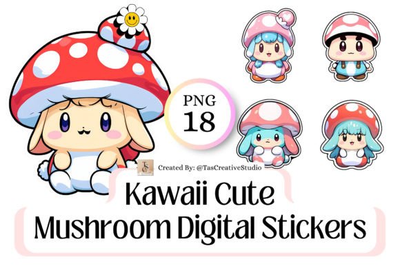 Download Cute Mushroom Digital Stickers Bundle - Digital stickers bundle Collection