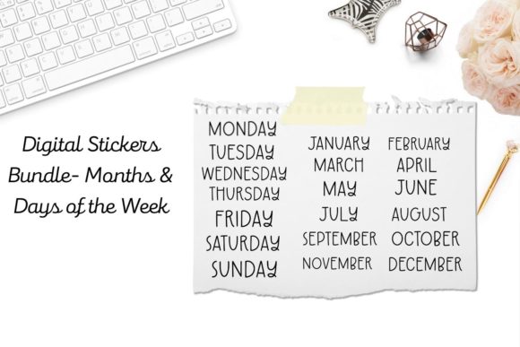 Download Digital Stickers Bundle- Months &amp; Days - Digital stickers bundle Collection